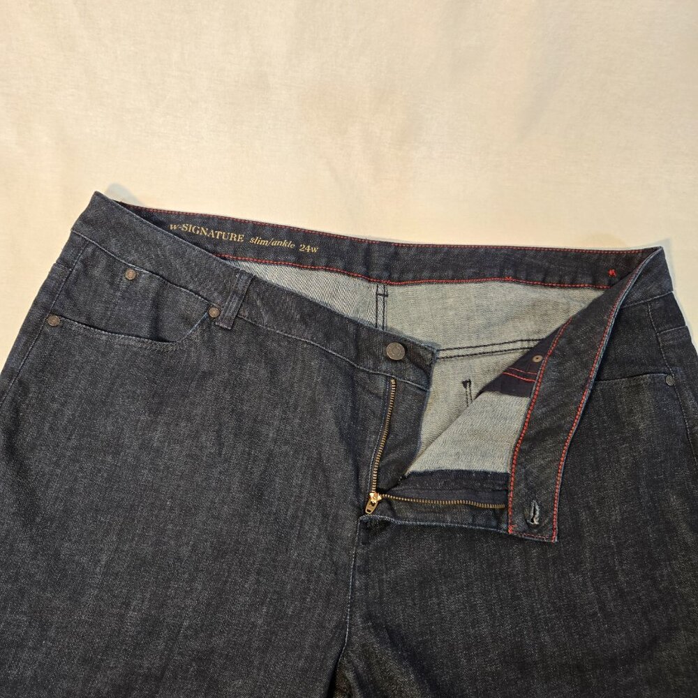 TALBOTS W-Signature Slim/Ankle Zip Dark Blue Jeans Plus Size 24W New NO Tags! - Picture 8 of 16